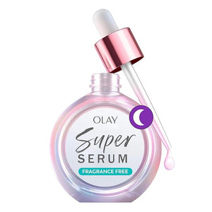 Olay Super Serum Night Repair Fragrance-Free - Niacinamide Peptide Salicylic &amp Lactic Acid Glycerin ?- 5-in-1 Skin Care Benefits - Hydrating Evens Tone Reduces Dark Spots Anti-Aging 1.0 Oz
