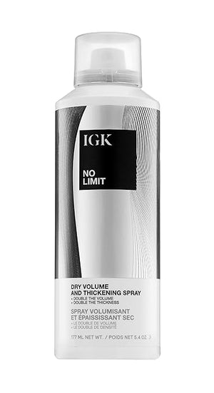IGK NO LIMIT Dry Volume &amp Thickening Spray | Touchable + Fullness + Hold | Vegan + Cruelty Free| 5.4 Oz