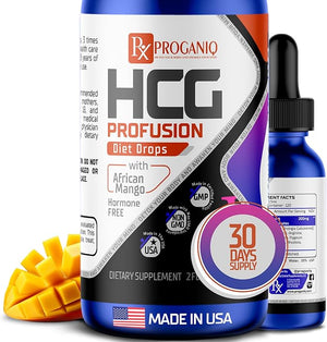 X PROGANIQ Profusion HCG Drops - Advanced Weight Management Formula with African Mango - Hormone Free Drops for Women &amp; Men - Made in The USA - HCG Drops for Weight Management - 30 Day Supply
