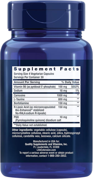 Life Extension Mitochondrial Energy Optimizer with PQQ - Energy Supplement for Healthy Mitochondria - With Taurine Vitamin B Pyrroloquinoline Quinone - Gluten-Free Non-GMO - 120 Vegetarian Capsules
