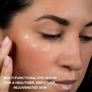 Priori Skincare Eye Serum with AHA Lactic Acid Caffeine Vitamin C E A Firming De-puffing Eye Gel for Dark Circles and Wrinkles Fragrance Free Dermatologist Tested 0.5 fl oz