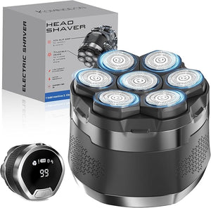 Head Shavers for Bald MenWaterproof Wet Dry Bald Head Electric RazorCordless LED Display Rechargeable 7D Rotary Shaver with Type-C Charge