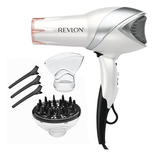REVLON Infrared Hair Dryer with Diffuser &amp Concentrator - Ionic Ceramic Blow Dryer for Frizz Control Shine Soft Hair &amp Moisture Protection - 1875W Professional Salon-Quality (White)