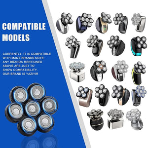 7 Head Shaver Replacement Razor Heads for Many Brands Bald Men's Electric Foil Shaver ReplacementUniversal Shaver Replacement Blades for Electric Razor for Men Bald and Face (Black 7 Head/3PCS)