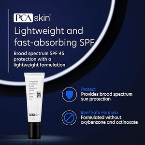 PCA SKIN Weightless Protection Broad Spectrum SPF 45 - Oil-Free Hydrating Face Sunscreen with 8.4% Zinc Oxide for Acne-Prone/All Skin Types (1.7 fl oz)
