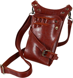 Angoily Cross Body Purse Tool Kit Barber Scissor Hair Stylist Belt Bag Hairdressing Waist Holder Barber Comb Pouch Hairdressing Toolkit Storage Bag Fanny Pack 26.5X12.5cm Brown