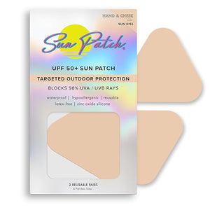 Sun Patch Hypoallergenic Sun-Screen Cheek or Hand Patches 100% Silicone UPF-50 UV Protection Reusable 1 Pack/4 Pairs Sunkiss (Nude)