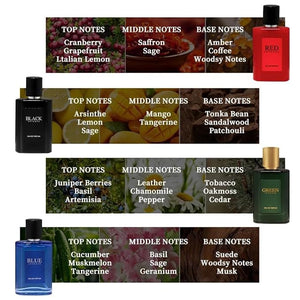 Men¡¯s Intense Eau de Parfum 4-Piece Gift Set ? Red Intense Green Intense Blue Intense Black Intense ? Long-Lasting Fragrance Collection (4 x 0.85 fl. oz)