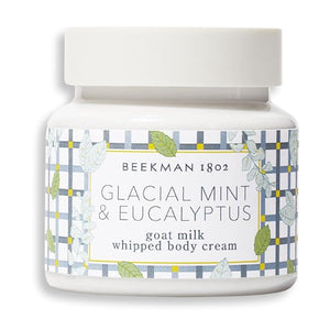 Beekman 1802 Glacial Mint &amp Eucalyptus Whipped Body Cream - 8 oz - Scented - Moisturizes Soothes &amp Softens - With Coconut Oil &amp Mango Seed Butter - No Irritation - Good for Sensitive Skin