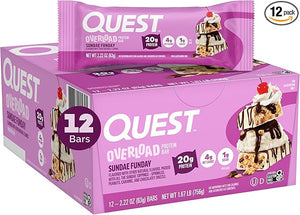 Quest Nutrition Overload Protein Bars Sundae Funday 20g Protein 1g Sugar 4g Net Carbs Gluten Free 12 Count