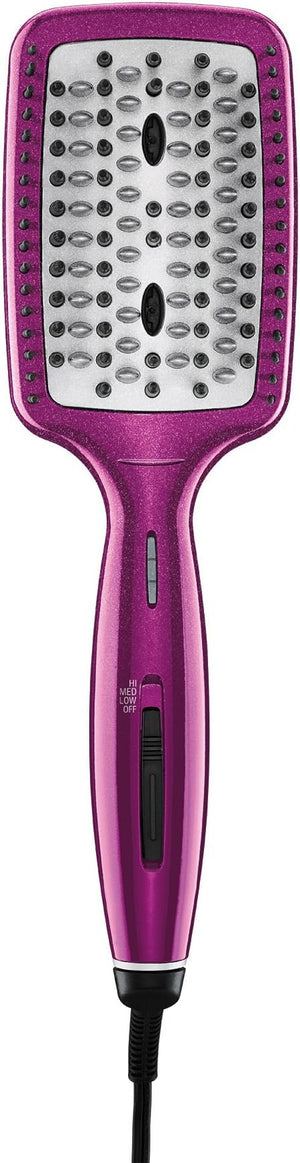 Conair Diamond-Infused Ceramic Smoothing Hot Brush/Straightening Brush, Pink, 400 Degree High-Heat with 3 Settings