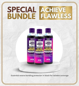 Quick Weave Protective Shield ? 3x Wonder Weave Bond Hair Protector (Black) 8.5oz by EBIN NEW YORK ? Scalp Shield and Protective Barrier Styling and Comfortable Wear ? Gift Set (3 Items)