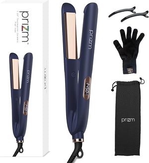 Prizm 1.25 inch (32mm) Flat Iron Hair Straightener and Curler 2 in 1 Fast Heating Ceramic &amp Adjust Temp 330¡ÆF to 450¡ÆF Dual Voltage Hair Iron for Travel Gift Auto Shut-Off Prussian Blue