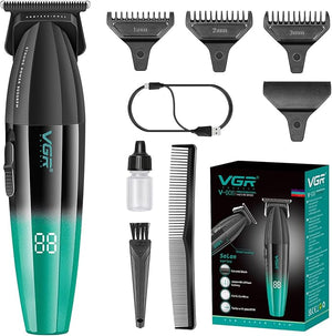 VGR 906 Fresh Fade Professional Hair Trimmer 9000rpm Zero Gapped Beard Trimmer for Men DLC T-Blade Cordless Hair Clipper for Barbers and USB Rechargeable Green