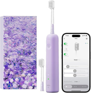 Laifen Wave Special Electric Toothbrush New 2025 Version Oscillation &amp Vibration Sonic Electric Toothbrush for Adults with App 2 Brush Heads IP68 Waterproof Travel-Friendly (Misty Lavender)