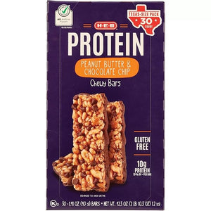H?E?B Select Ingredients Protein Peanut Butter &amp; Chocolate Chewy Bars Value Pack 30 Bars