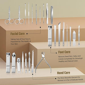 Manicure Set Professional Manicure Kit Women Mens Nail Grooming Kit 26 in 1 Stainless Steel Nail Clipper Set Pedicure Kit for Men with Travel Case