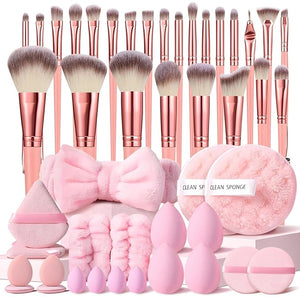 46Pcs Pink Makeup Brushes Set Professional Makeup Kit Multi-functional Makeup Tool Set with Facial Makeup Accessories Foundation Makeup Brush Kit Eye and Face Make up Brushes &amp Tools