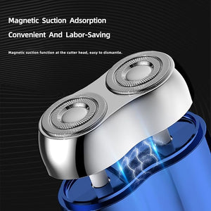 New Model Mini Dual-Head Electric Shaver Upgrade Pocket Shaver Washable Double Head Razor USB Mini Portable Razor Rechargeable Waterproof Compact (Four Color) (Blue)