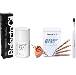 RefectoCil Hair Tinting Kit Includes Cream Hair Dye + Liquid Oxidant 3% + Mixing Brush &amp; Mixing Dish