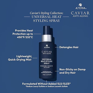 Alterna Haircare CAVIAR Anti-Aging Universal Heat Styling Spray 4.2 Fl Oz | Heat Protectant for Wet or Dry Hair | Detangles Smooths and Softens | Eliminates Frizz Resists Humidity | All Hair Types