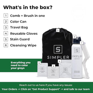 Simpler Men's Hair Color Kit - Full Gray Coverage - Natural Black &amp; Beard Dye - Easy Application for 100% Gray Hair - Natural Black