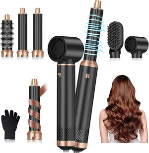 5 in 1 Blow Dryer Brush, Upgrade Hair Dryer Brush Air Curler Air Curling Wrap Styler, Detachable Hot Air Brush Negative Ion Curling Brush Iron, Hair Styling Tools for Drying Curling Straightening