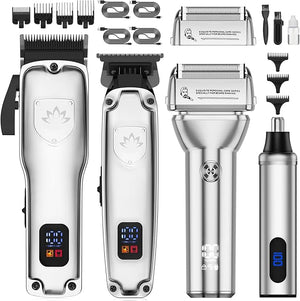 Professional Hair Clippers for Men Barber Clippers and Trimmers Set Foil Shavers for Men 4 in 1 Cordless Hair Clippers Set Hair Cutting Kit Barber kit with LED Display