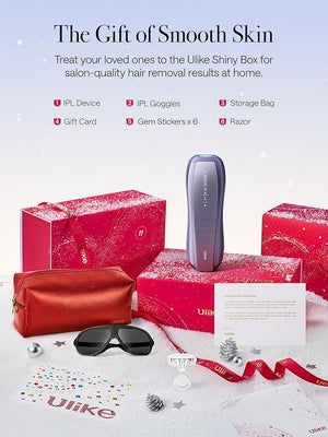 Ulike Laser Hair Removal Air 10 IPL Hair Removal Device with Ice Cooling Dual Lights SHR Mode for Women &amp Men Limited Holiday Set with Aloe Vera Gels Gem Stickers Christmas Cards &amp Stora