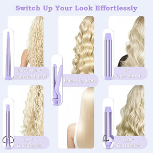 Birthday Gifts for Women, Ufree 5 in 1 Curling Iron with Interchangeable Ceramic Barrels (0.35"-1.25"), Curling Wand Set with Flat Iron Hair Straightener, Instant Heat Up, Dual Voltage Hair Curler