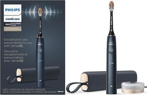 Philips Sonicare DiamondClean 9900 Prestige Electric Toothbrush - with SenseIQ Technology and Advanced AI App 5 Brushing Modes 3 Intensity Levels Charging Travel CaseMidnight Blue Model HX9990/12