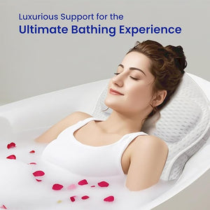 Bath Pillows for Tub Full Body Large Mesh tub Pillow for Bathtub for Head Neck and Back Support with Laundry Bag and Hanger for Quick Drying White