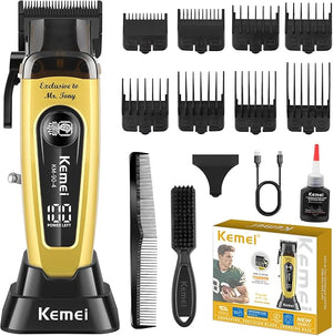 KEMEI KM-90-4 Professional Hair Clipper for Men Cord/Cordless Hair Cutting Kits Hair &amp Beard Trimmer Adjustable Blade Barber Clippers with USB Rechargeable Gift for Men