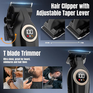 Hair Clippers for Men Professional, Cordless Barber Clippers and Trimmers Set, Electric Clippers for Hair Cutting Kit with LED Display, Gift for Men