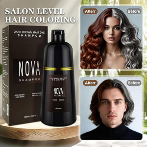 Hair Dye Shampoo &amp Champu Para Canas - Natural 3-in-1 Instant Gray Coverage for Men &amp Women (Dark brown-500ml)