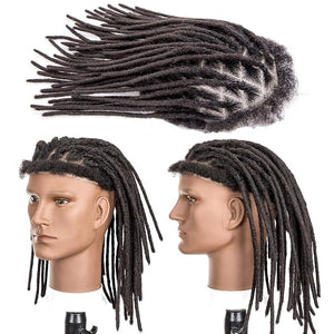 originea DAIXI 8x10 Inches Transparent Full Lace Human Hair Dreadlocks Toupee with Afro Hair Around 0.8cm Thickness Natural Loc Extensions Human Hair Dreadlock Crocheted On the Toupee