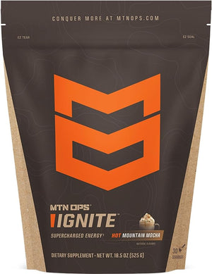MTN OPS Hot Ignite Instant Coffee Nootropic &amp L-Arginine L-Citrulline for Cognitive Clarity Mental Focus &amp Nitric-Oxide Boost | 200mg Caffeine per Serving 30 Servings | Mountain Mocha