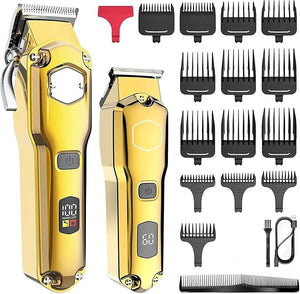 Hair ClippersBeard Trimmer for Men Full Metal Professional Hair Clipper Combo Kit Barber Cordless Hair Trimmer for Men Powerful Electric Hair Cut Machine Tool