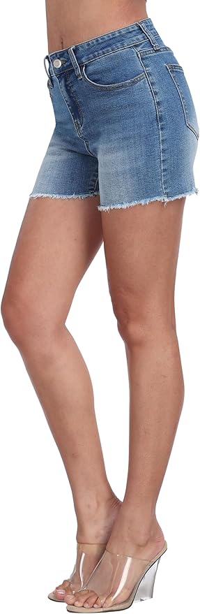 Mid Rise Denim Stretchy Jean Shorts for Women