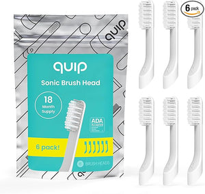quip Sonic Toothbrush Replacement Heads for Adults - 6 Pack - Verified quip Standard Brush Head Refills for Electric Toothbrushes - Soft Bristles Compact &amp Flexible - Last 3 Months Each