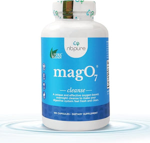nbpure MagO7 - Natural Colon Cleanse &amp Detox - Occasional Constipation Relief Stool Softening &amp Bloating Support for Men &amp Women - Ozonated Magnesium Oxide 180 Capsules