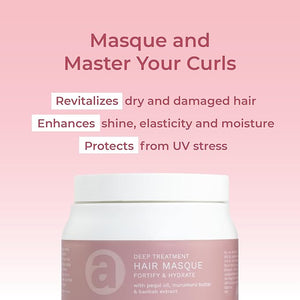 Ashba Botanics Deep Treatment Hair Mask For Dry Frizzy Hair | Provides Deep Conditioning, Shiny Hair | With Shea Butter, Argan Oil, Rosemary | Hair Mask for Curly Hair, Protects From UV - 8 Fl Oz