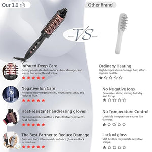Infrared Bounce Brush Heated Thermal Round Brush with Negative Ion Technology 8 Heat Settings for Blowout Look with Hair Care Oil Straightening &amp Curling 1.5 Barrel for All Hair Types Black