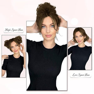 RUWISS Messy Bun Hair Piece Human Hair Messy Rose Bun Hair Buns Hair Piece for Women Real Hair Scrunchies Updo Hair Pieces Bun Extension Ponytail Messy Hair Bun (Ash Brown)