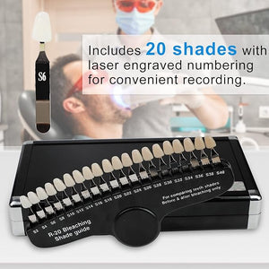 EZGO Professional 3D R-20 Dental Teeth Whitening Shade Guide for Dentist Tracking Teeth Whitening Course, 20 Colors Tooth Shade Guide