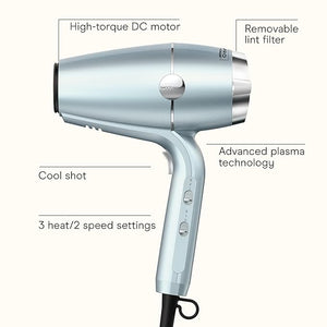 INFINITI PRO CONAIR SmoothWrap Hair Dryer Blow Dryer with Diffuser and Concentrator Attachments Advanced Plasma and Ceramic Technology for Less Frizz More Volume and Body Mint