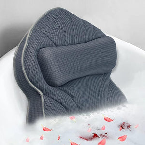 Extra Thick Large Bath Pillow with NeckBackHead Support for Bathtub Spa Soaking Gray(19''x15'')