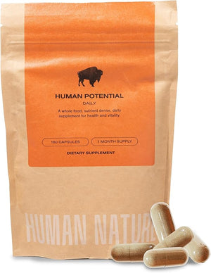 Human Nature Human Potential: Wild &amp Grass Fed Bison Organ Supplement with 150+ Nutrients for Energy Focus Vitality &amp Immune Support