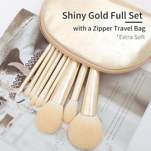 Natural Hair Makeup Brush Set Professional Fox Hair Makeup Brushes Set with Case by Luxury ENZO KEN Gold Cosmetic Brushes Makeup Set Natural Makeup Brushes Natural Bristle Makeup Brushes.(Cloud)