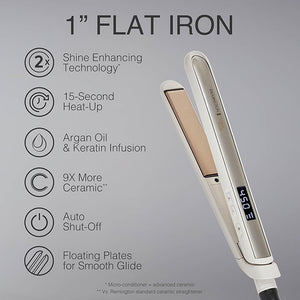Remington Shine Therapy 1 inch Hair Straightener Iron Flat Iron Infused with Argan Oil &amp Keratin Professional Ceramic Flat Iron for Less Frizz Shines and Smooth Styling Tools